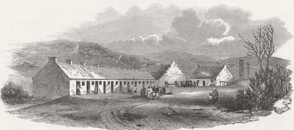 SECULAR BUILDINGS. Pitmen's Dwellings 1851 old antique vintage print picture