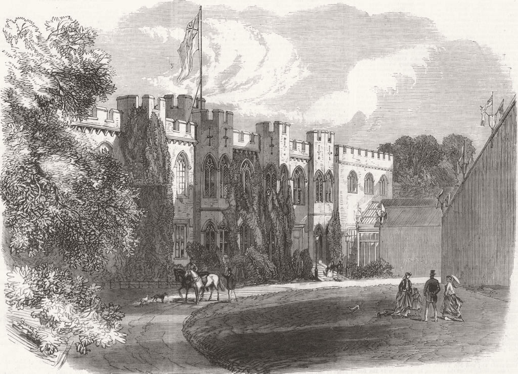 WALES. Cardiff Castle 1868 old antique vintage print picture
