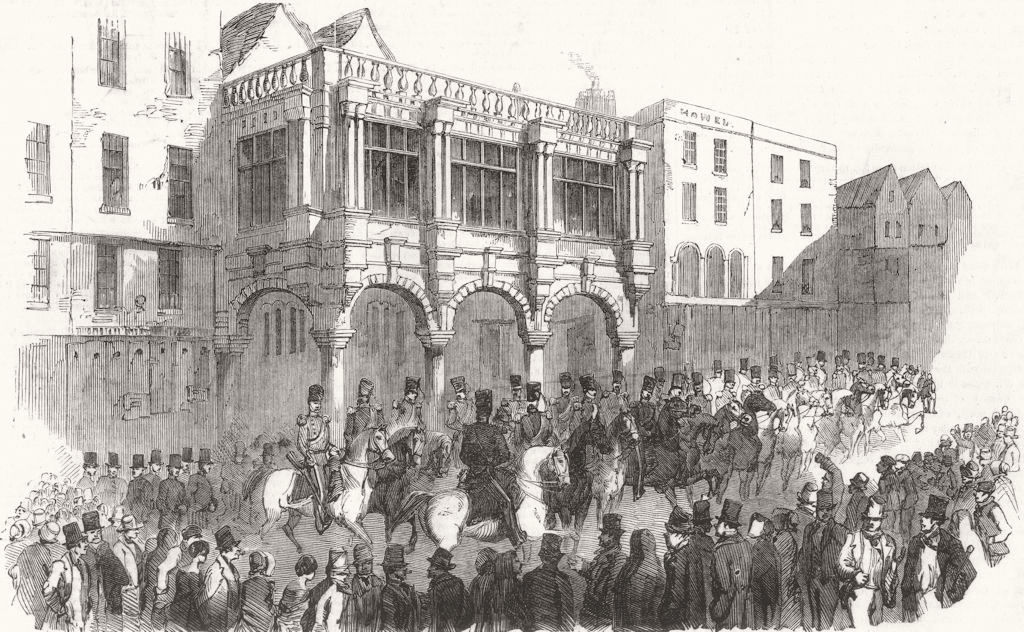 DEVON. Bread Riot at Exeter 1854 old antique vintage print picture