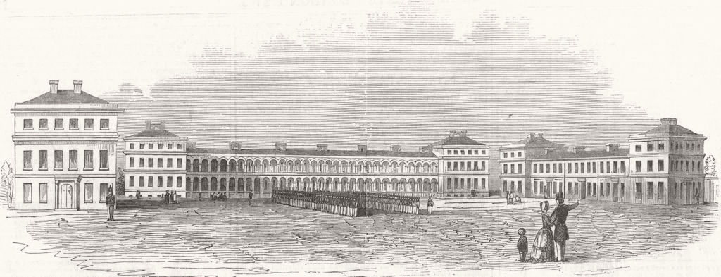 Associate Product LONDON. New Royal Marine barracks, Woolwich 1846 old antique print picture