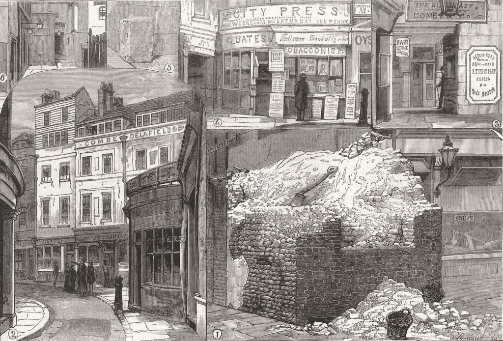 LONDON. Bits of old London 1882 antique vintage print picture