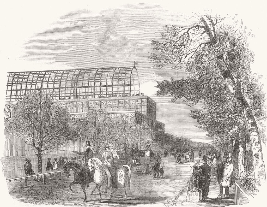 BUILDINGS. Crystal Palace, from Park Rd 1850 old antique vintage print picture
