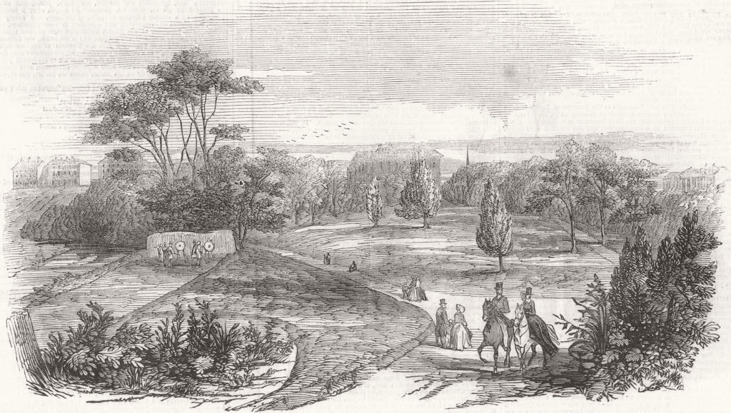 LANCS. Manchester Public Parks-The Peel Park 1846 old antique print picture