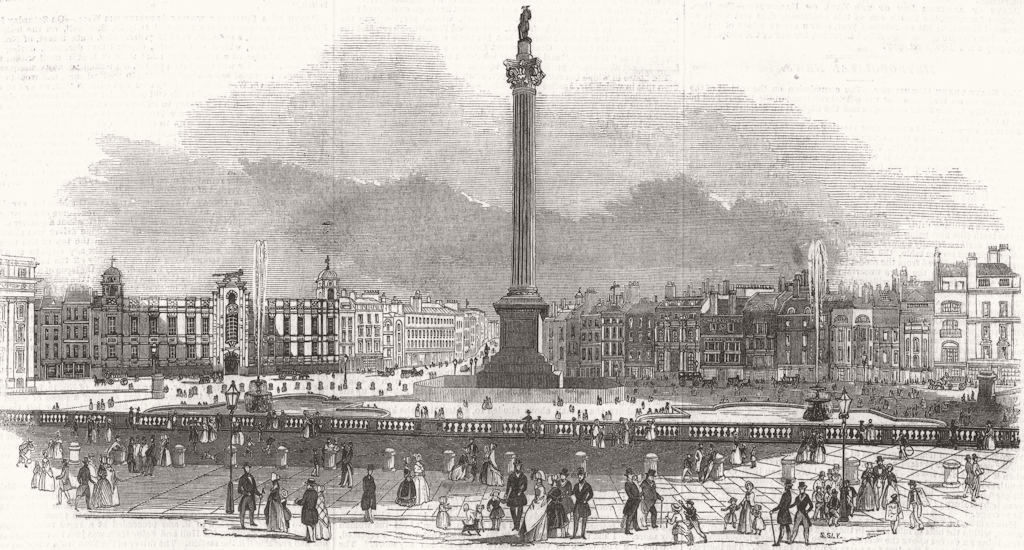 LONDON. Trafalgar-Square 1845 old antique vintage print picture