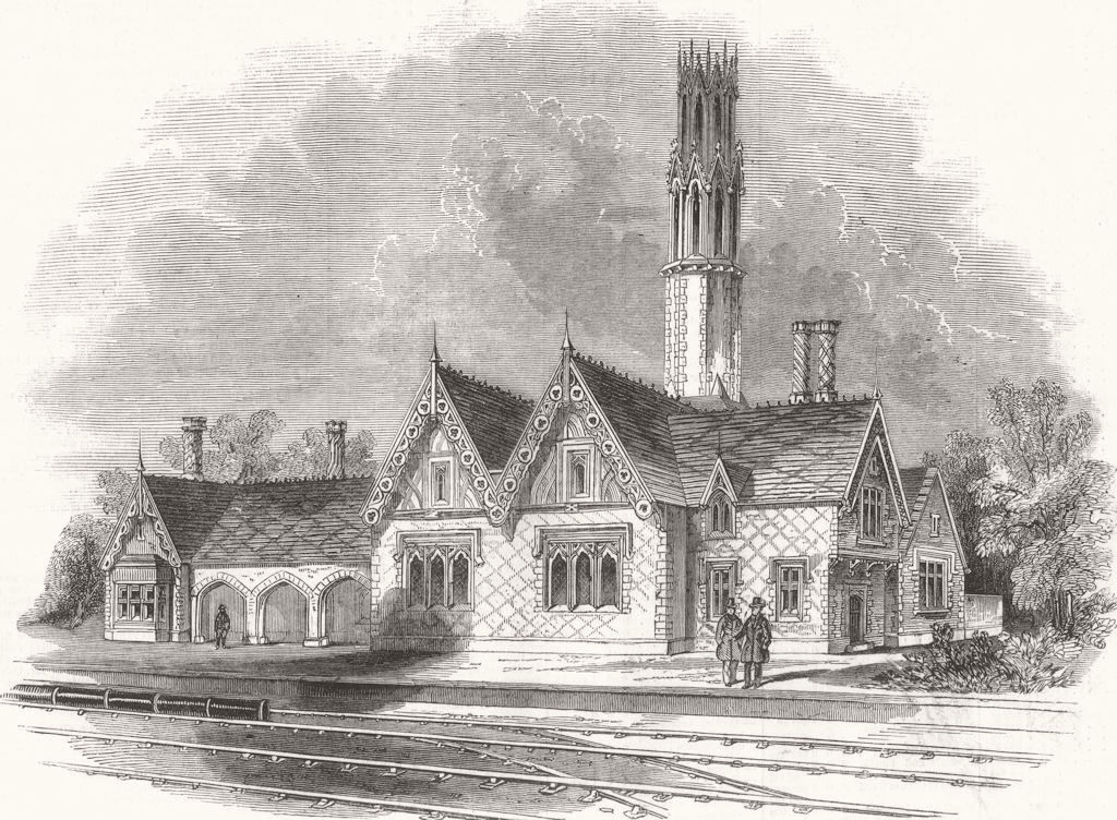 SURREY. Atmospheric Station-Croydon & Epsom Line 1845 old antique print