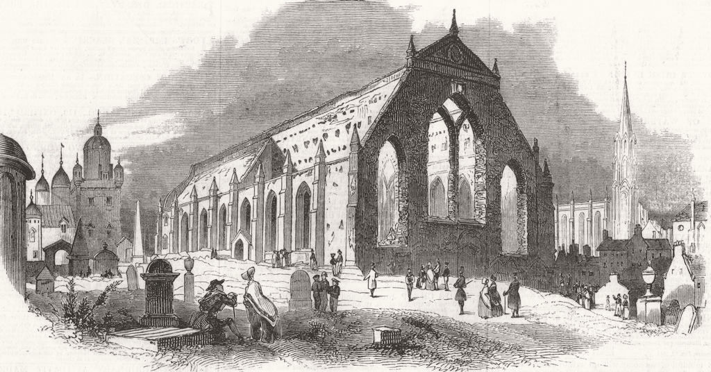 SCOTLAND. Ruins of Greyfriars Church, Edinburgh 1845 old antique print picture
