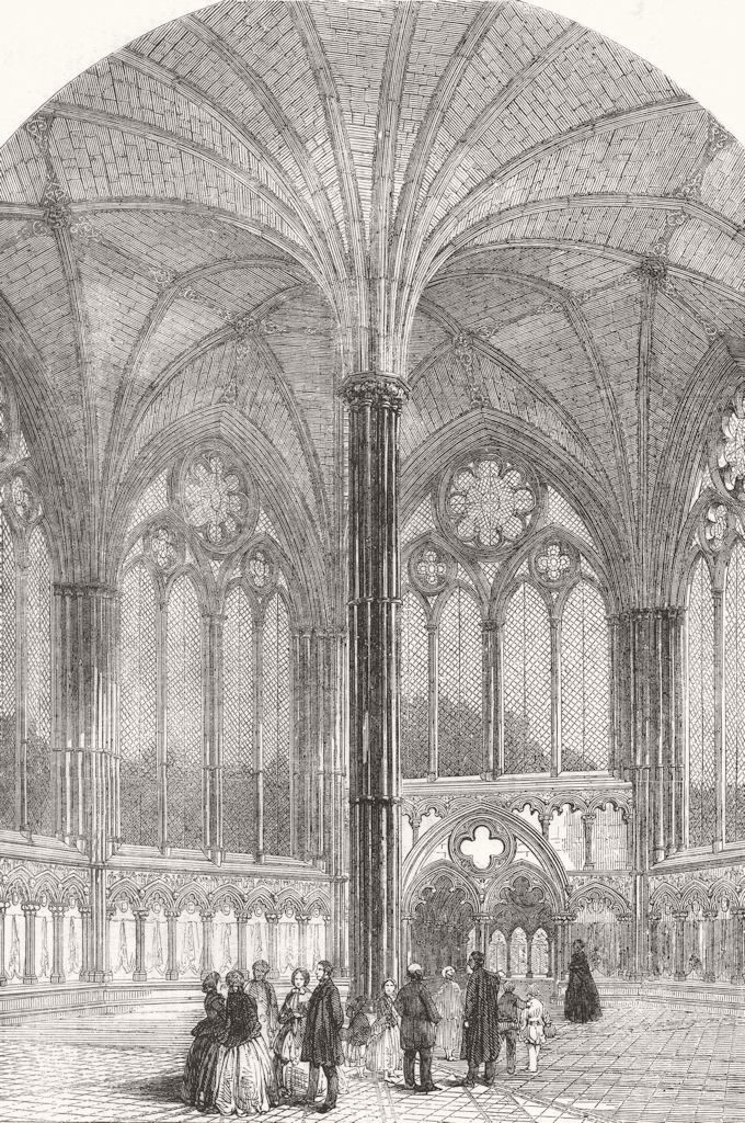 WILTS. Chapter House, Salisbury Cathedral, restored 1856 old antique print