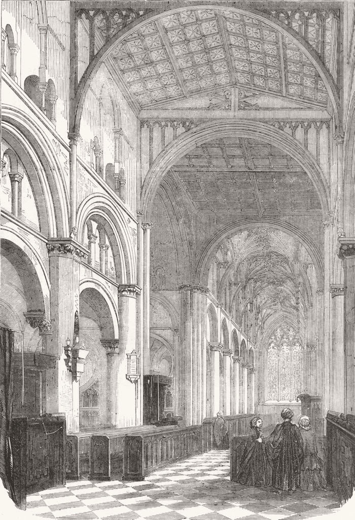 OXON. Cathedral of Christ Church, Oxford, restored 1856 old antique print