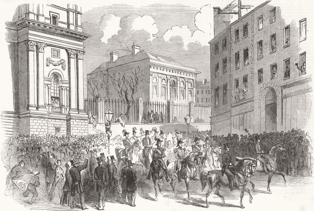 IRELAND. parade. Grafton St to College Green, Dublin 1853 old antique print