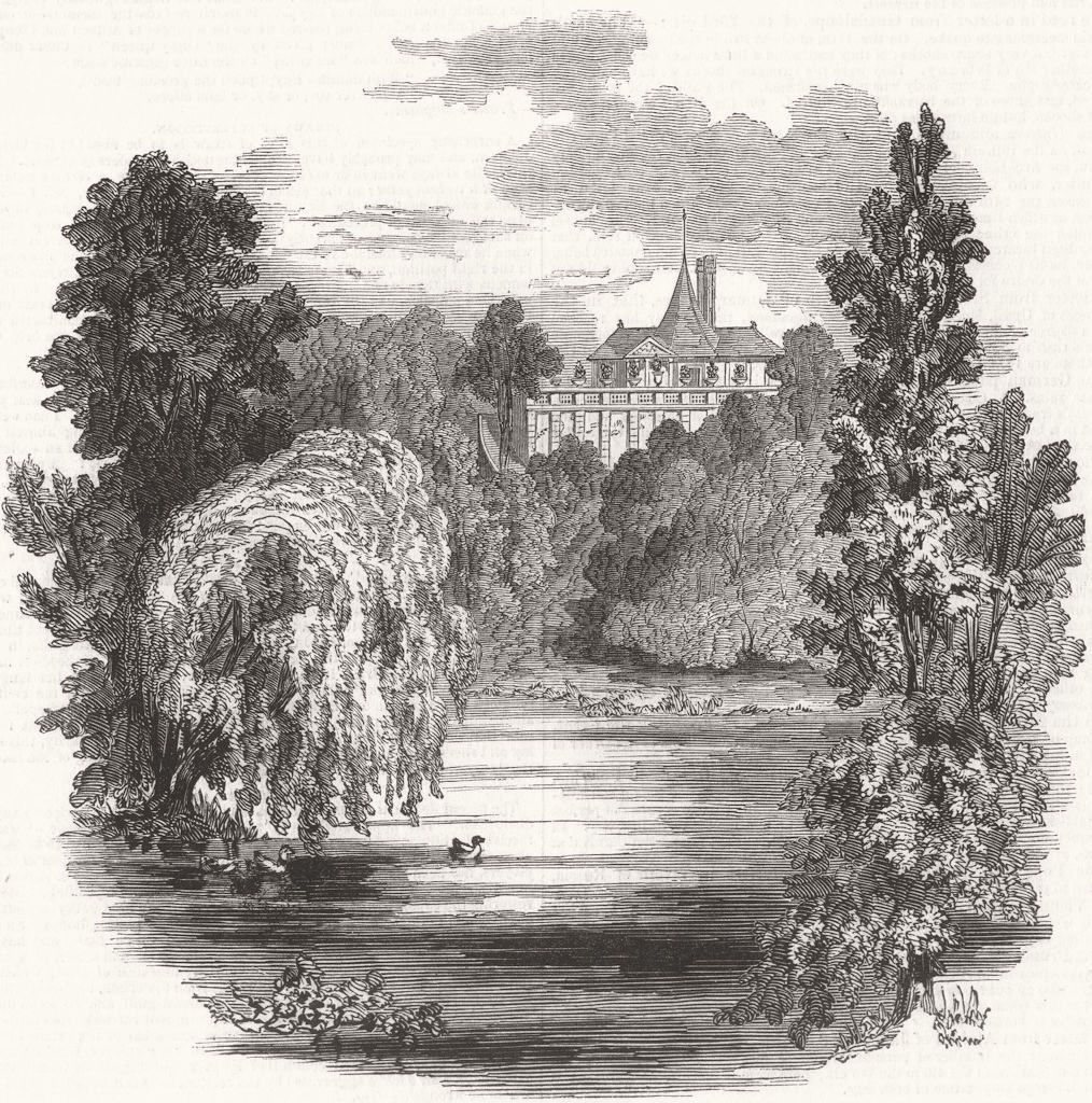 LONDON. garden pavilion, Buckingham Palace 1846 old antique print picture