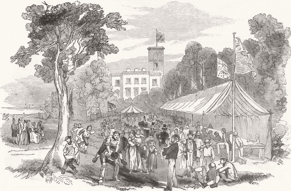 Associate Product ISLE OF WIGHT. Alberts birthday fete, Osborne House 1846 old antique print