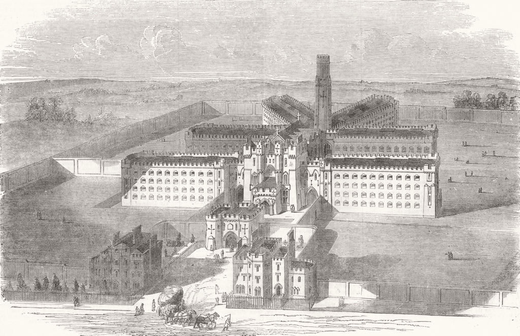 Associate Product LONDON. The new city prison, at Holloway 1853 old antique print picture