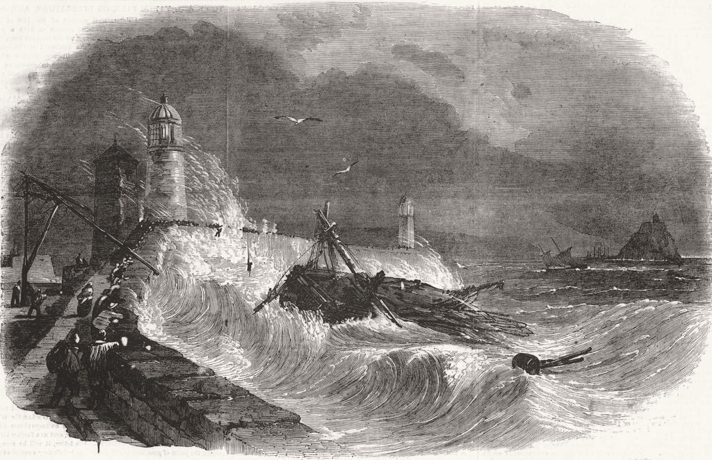 Associate Product CORNWALL. Wreck of the Diana, off Penzance 1855 old antique print picture