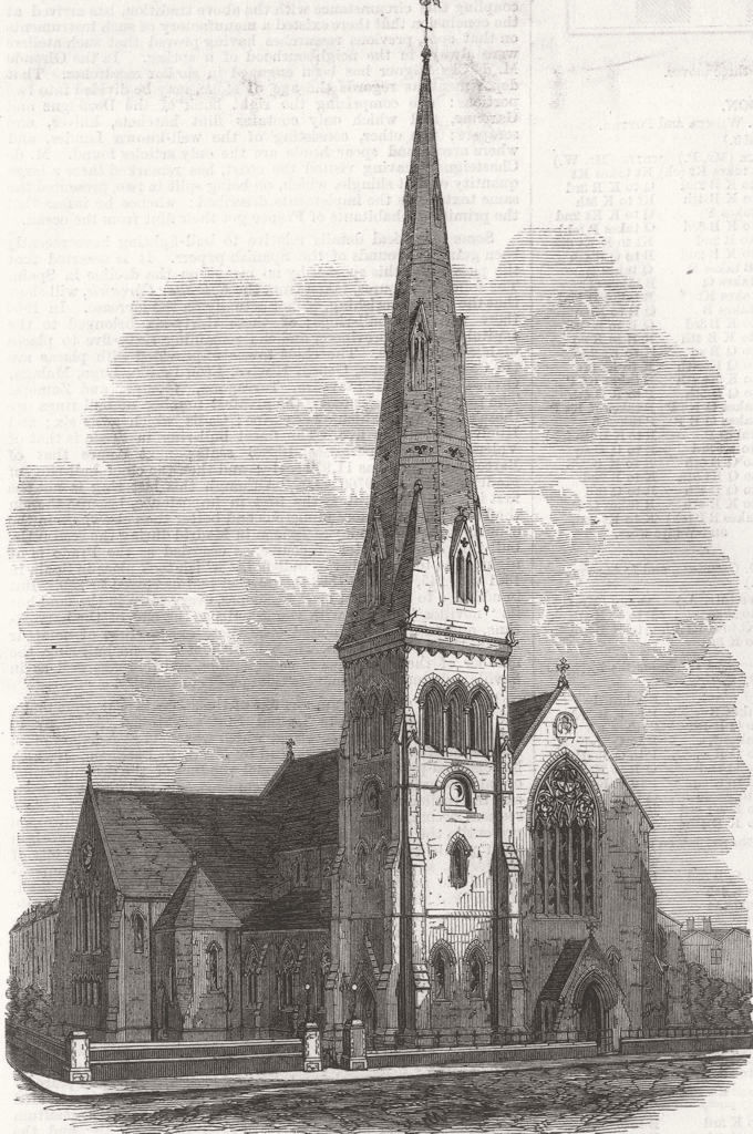 SOUTH KENSINGTON. St Peter's Church, Onslow Gardens 1868 old antique print