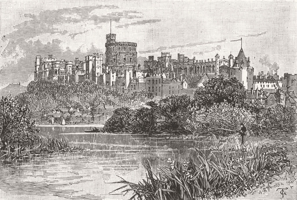 Windsor Castle, Berkshire 1885 old antique vintage print picture