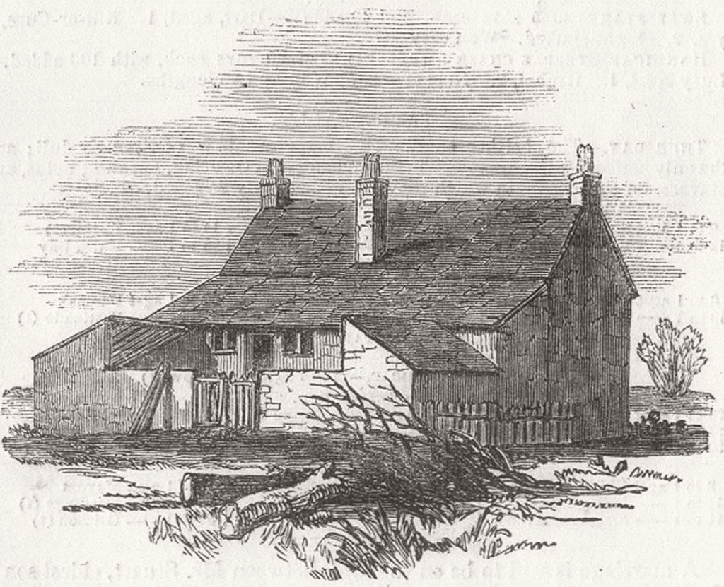 GLOS. Cottage at Snig's-end-back 1850 old antique vintage print picture