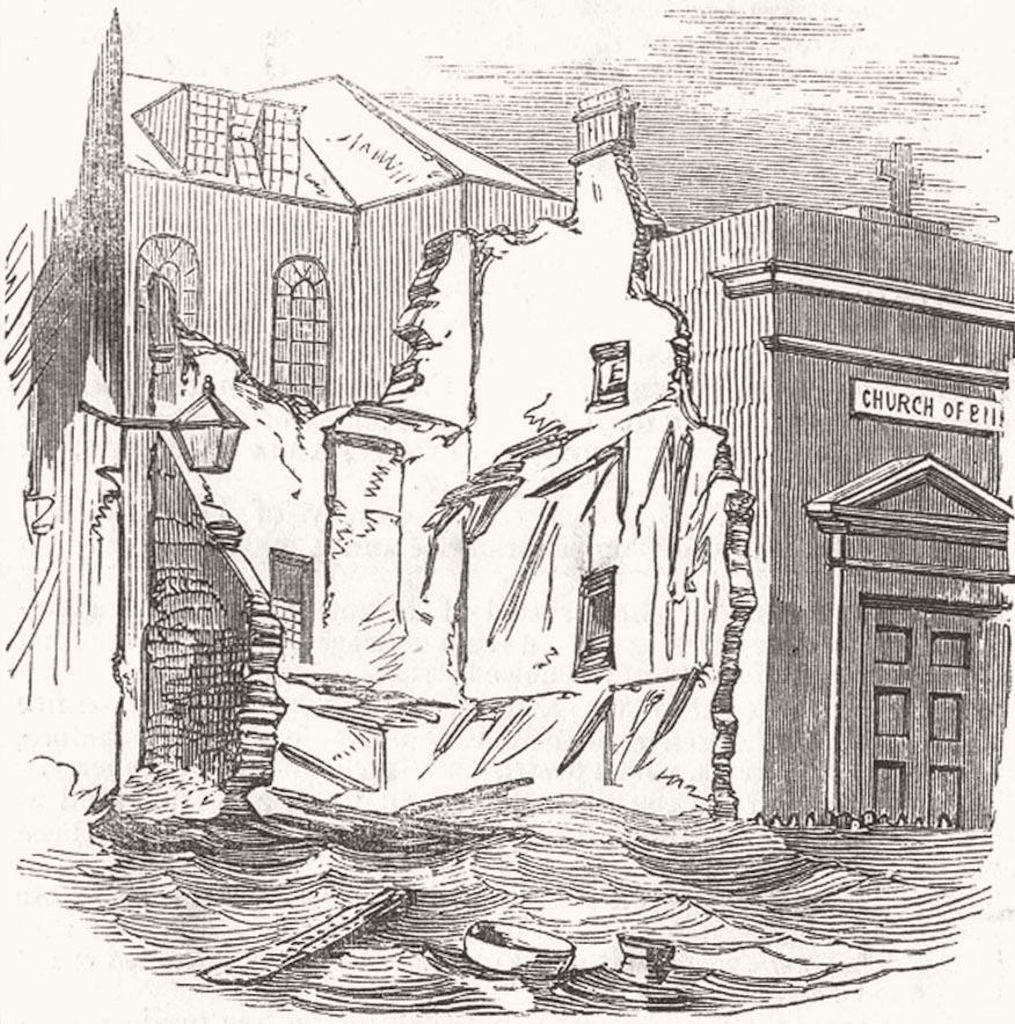 IRELAND. Ruins of fallen house, Fishamble Lane, Cork 1853 old antique print