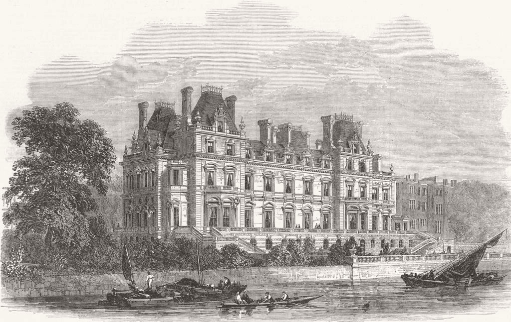 LONDON. Montagu-House, Whitehall(Duke of Buccleuch) 1864 old antique print