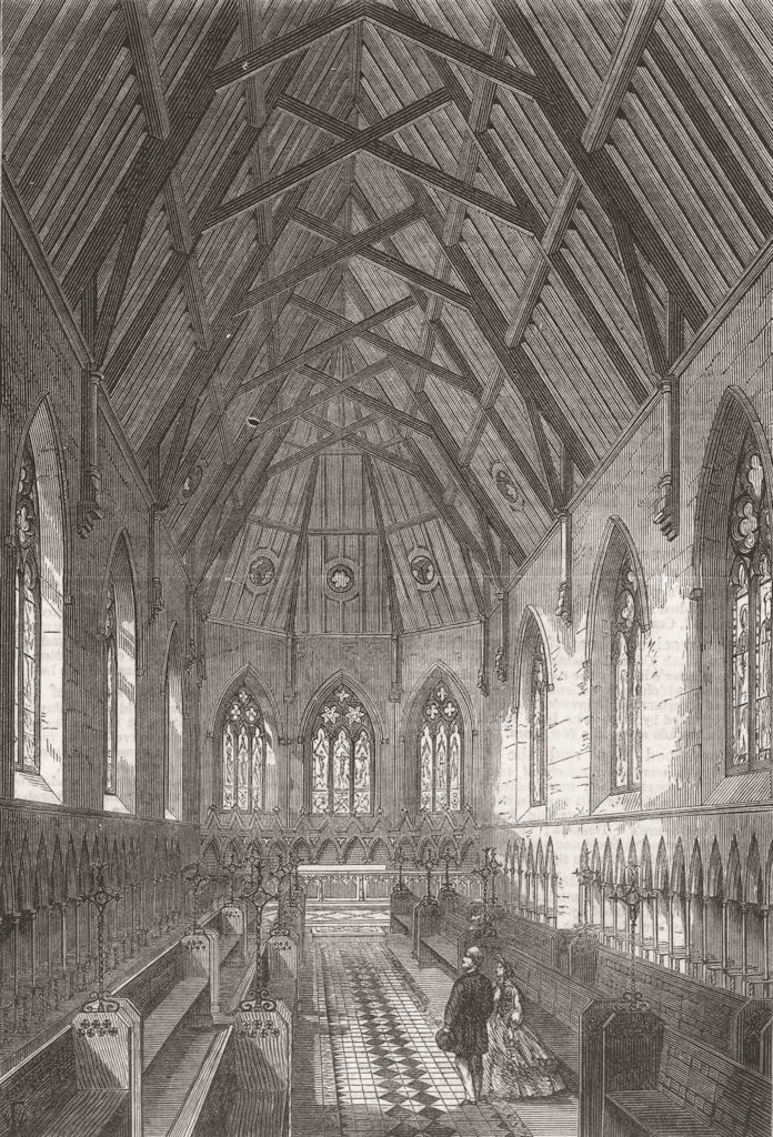 KENT. Bromley College, Kent. The Chapel 1864 old antique vintage print picture