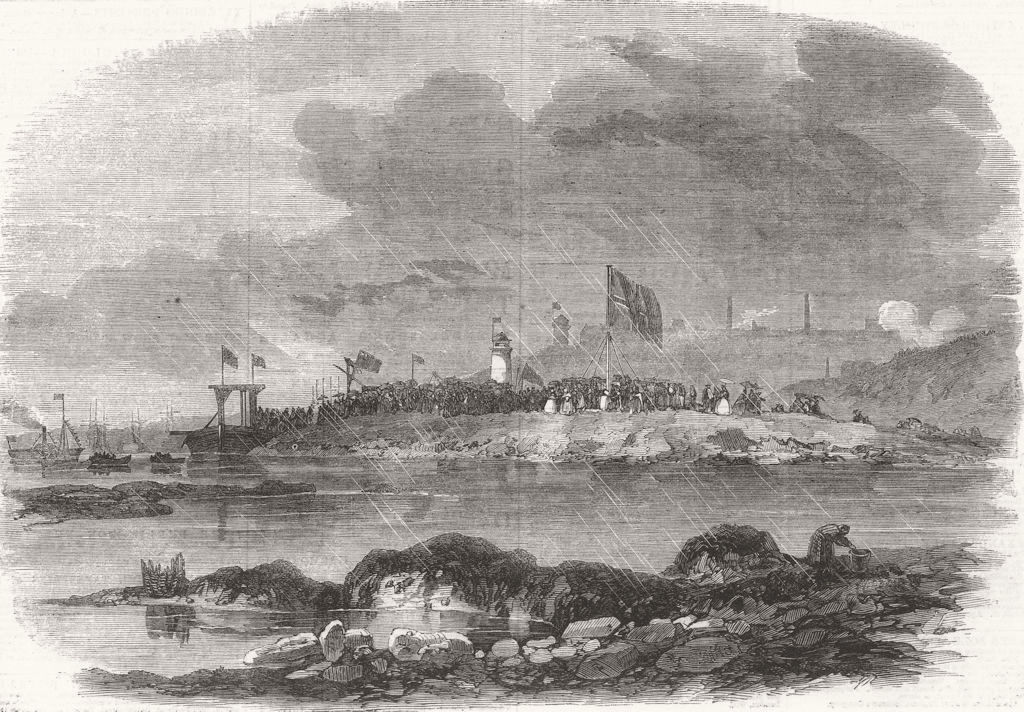 NORTHUMBERLAND. Low-Lights Dock, Tynemouth 1864 old antique print picture