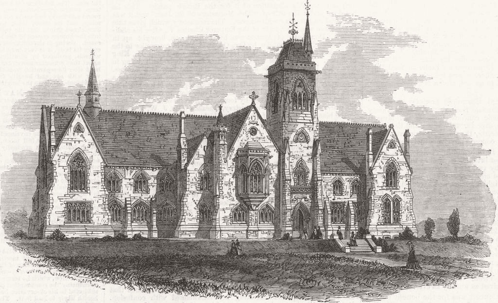 SOMT. Lansdowne College, Bath 1864 old antique vintage print picture