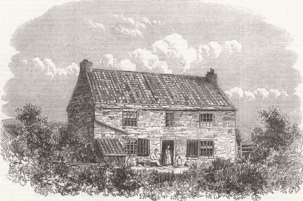 NORTHUMBS. George Stephenson's birthplace, Wylam 1864 old antique print