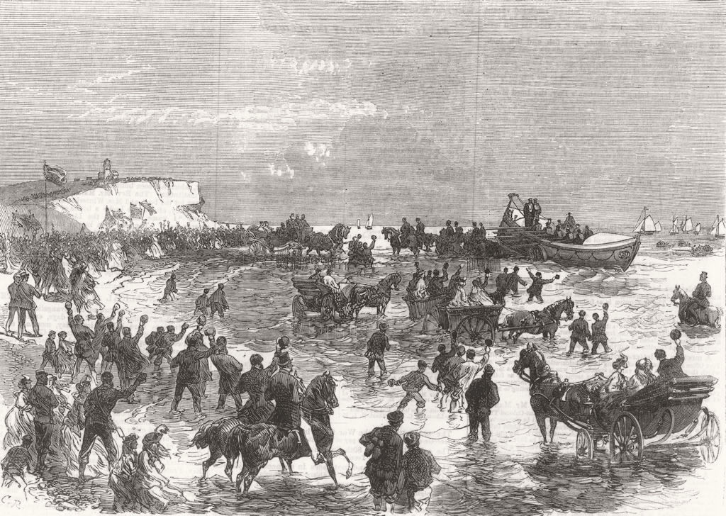 NORFOLK. Life-Boat launch at Hunstanton 1867 old antique vintage print picture