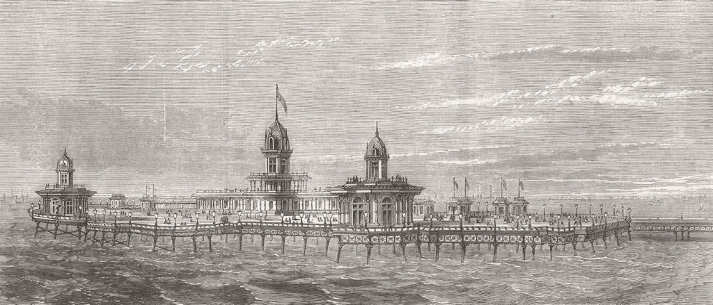 CHESHIRE. The new Pier at New Brighton, Cheshire 1867 old antique print