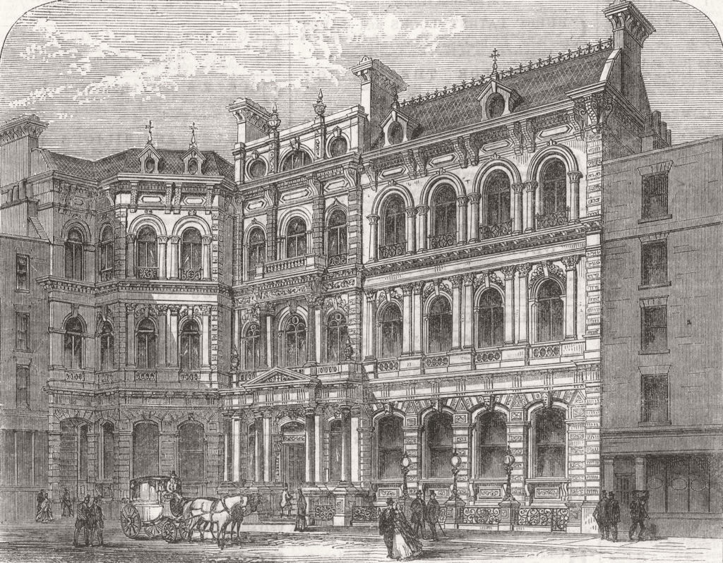 Associate Product LONDON. The new city Clubhouse 1866 old antique vintage print picture