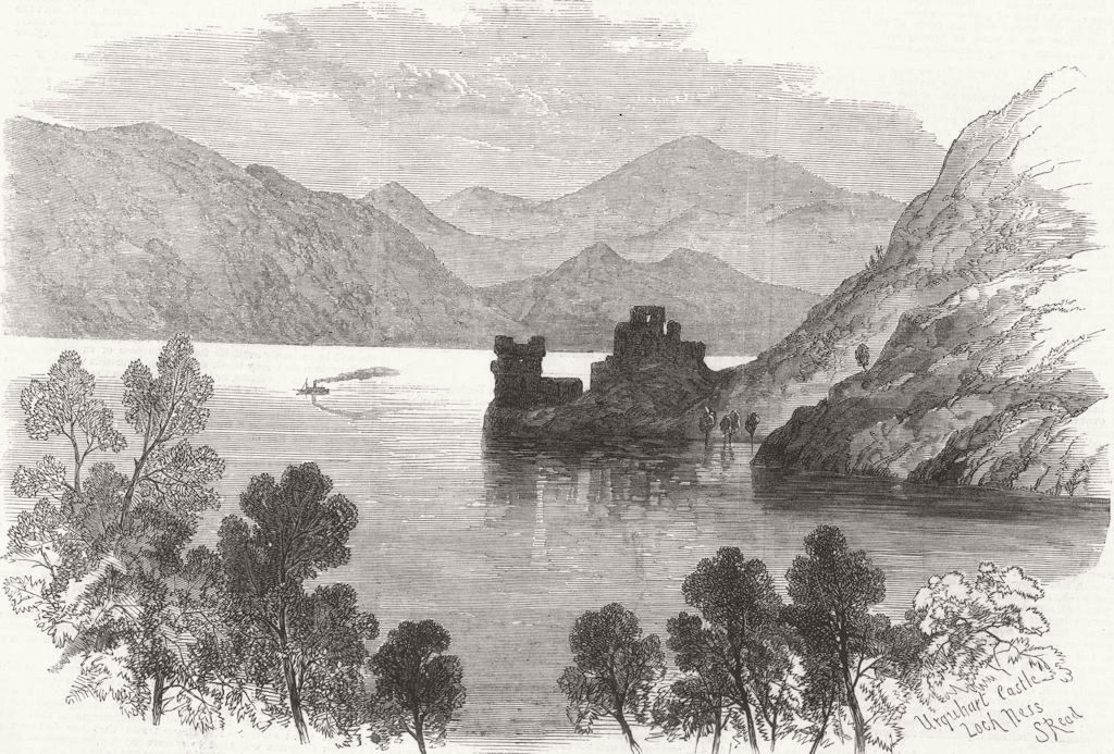 SCOTLAND. Urquhart Castle, Loch Ness 1868 old antique vintage print picture
