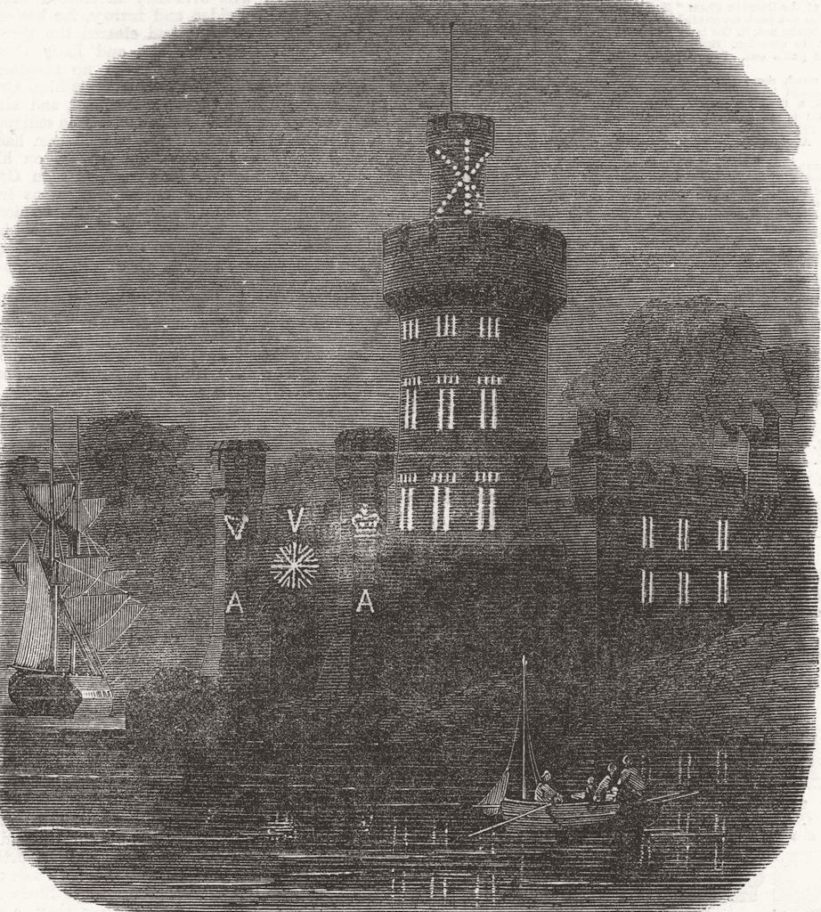 IRELAND. Cork. Illumination of Blackrock Castle 1863 old antique print picture