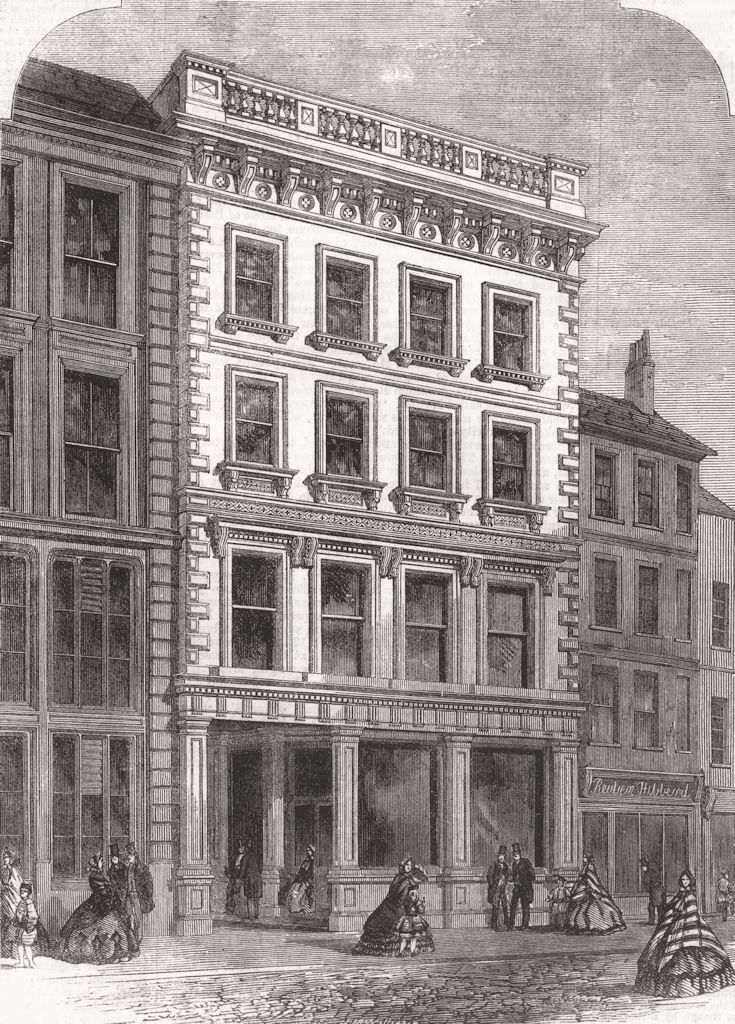 LONDON. London & Middlesex Bank, Finch Lane, City 1863 old antique print