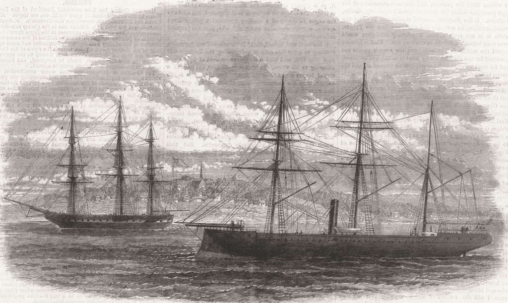 Associate Product LANCS. El Tousson & Conway at Anchor, in the Mersey 1863 old antique print