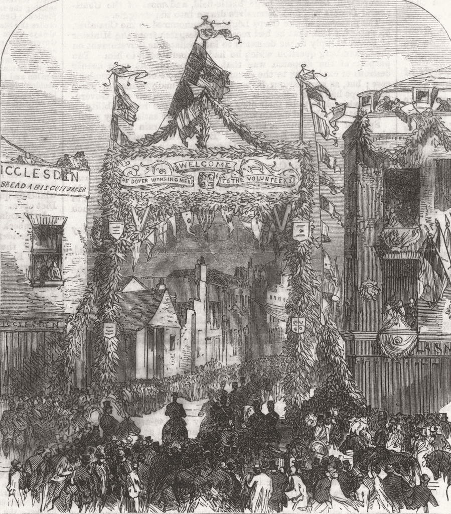 KENT. Triumphal Arch in Castle-Street, Dover 1867 old antique print picture