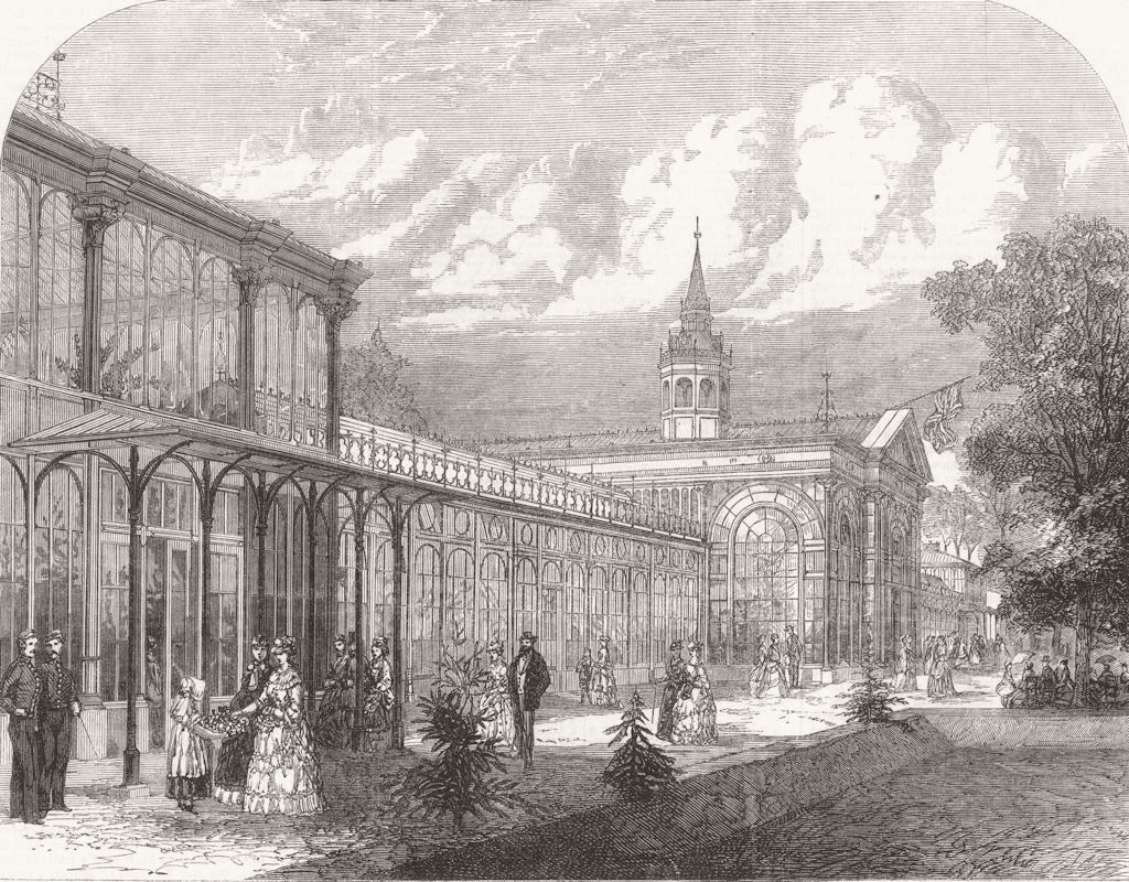DERBYS. The Pavilion in the Public Gardens, Buxton 1871 old antique print