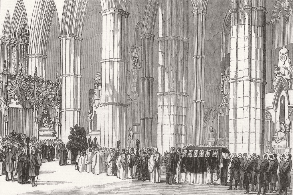 LONDON. Duke of Northumbs funeral, Westminster Abbey 1847 old antique print