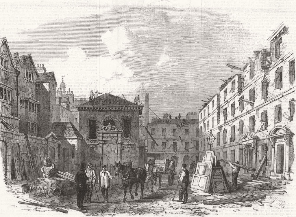 FRANCE. Demolition of Lyon's Inn, Strand 1862 old antique print picture
