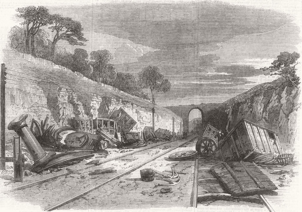 SCOTLAND. railway accident at Winchburgh 1862 old antique print picture