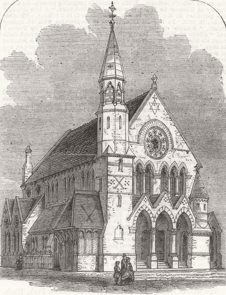 LONDON. St Andrews Church, Malden Rd, Haverstock Hill 1867 old antique print