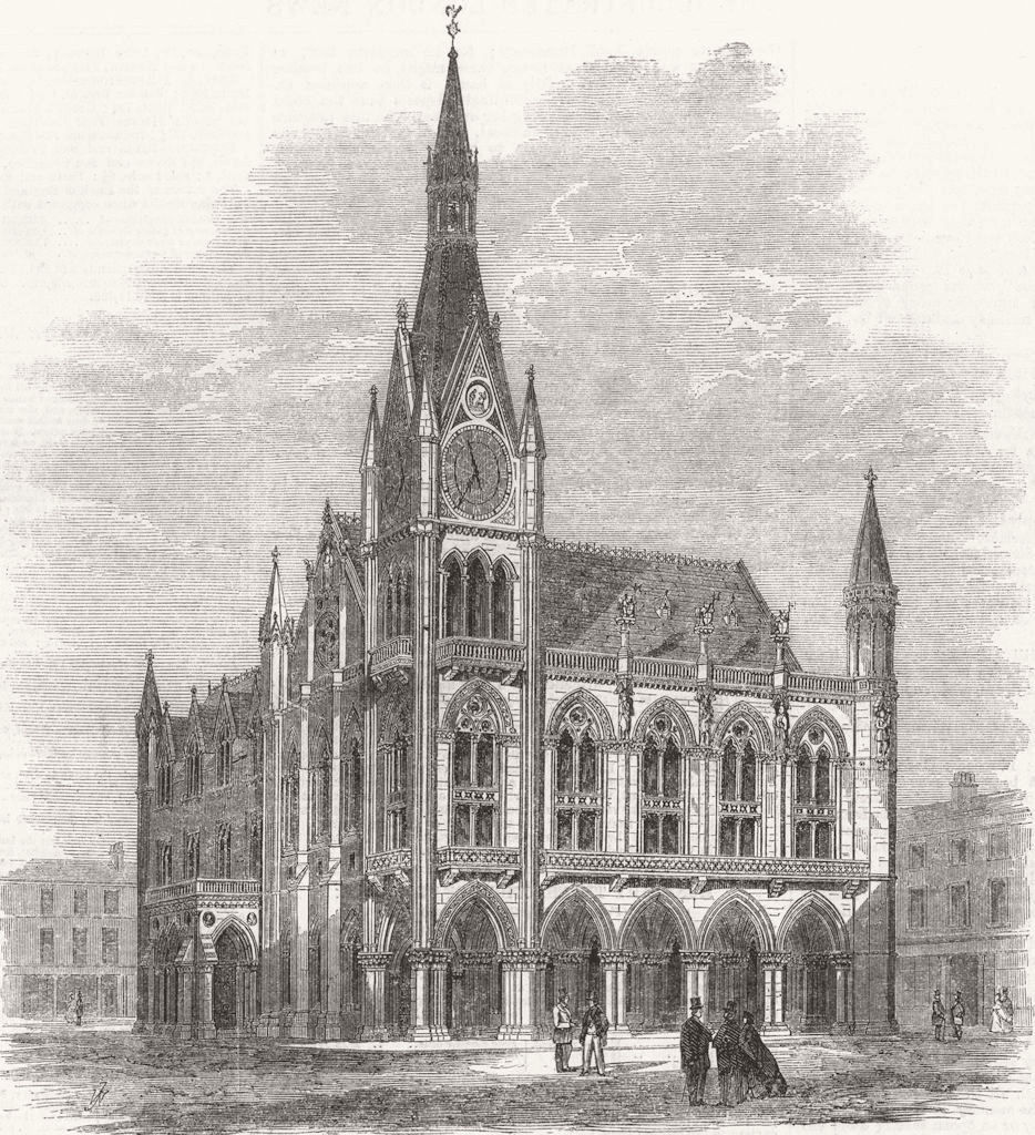 Associate Product LANCASHIRE. Preston guild festival. Planned townhall 1862 old antique print