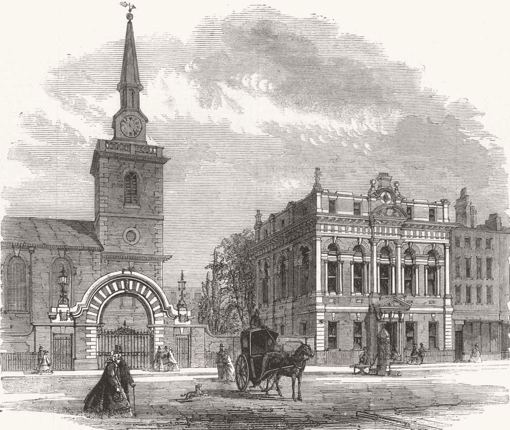 Associate Product LONDON. St James's new Vestry Hall, Piccadilly 1862 old antique print picture