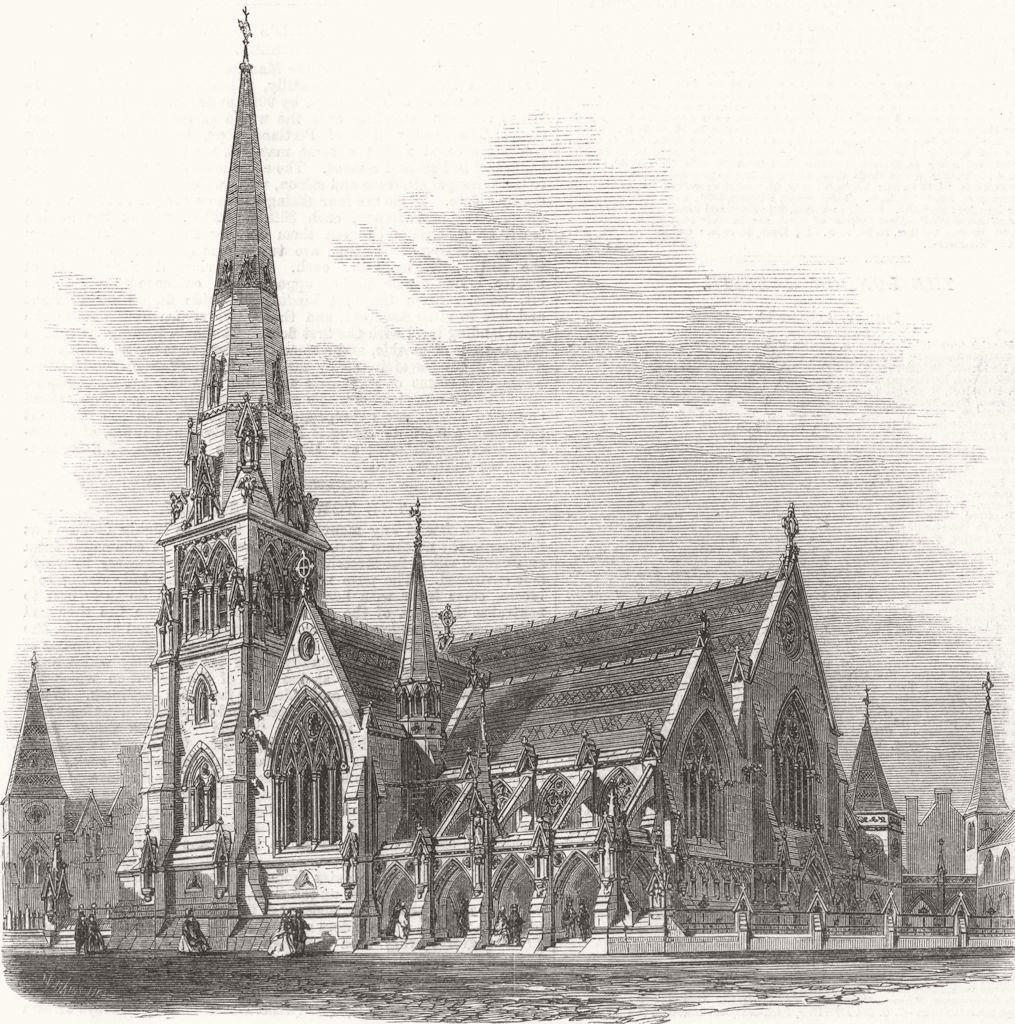 IRELAND. St Andrew's Church, Dublin, being built 1862 old antique print