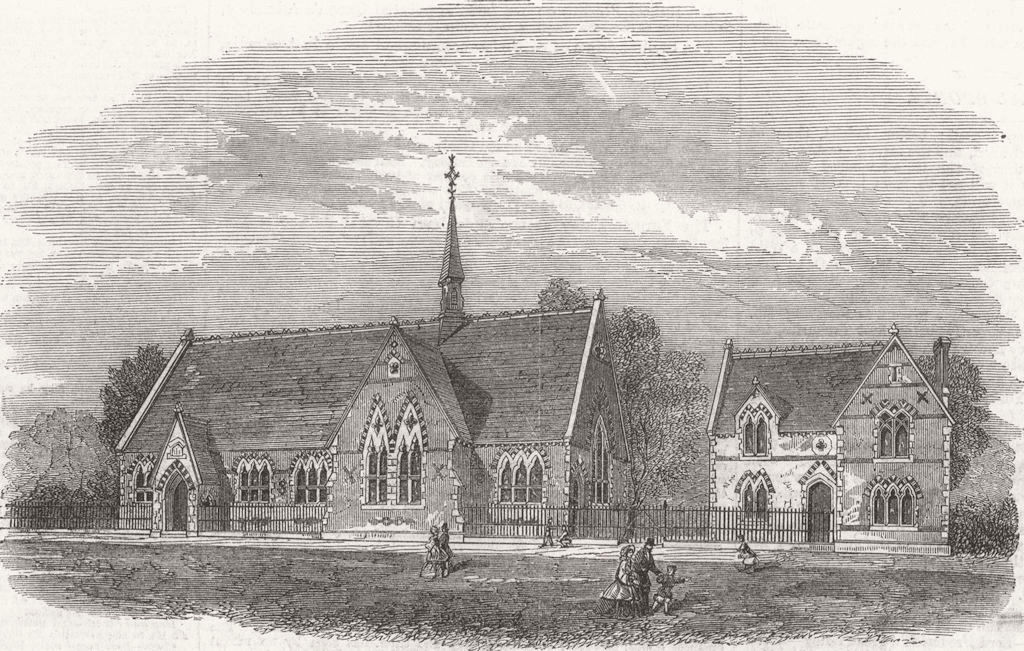 Associate Product LANCS. New Wesleyan Schools at Blackburn, Lancashire 1862 old antique print