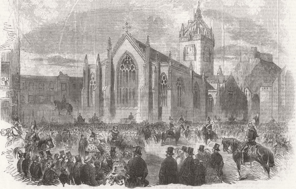 SCOTLAND. Celebrating Crimean peace at Edinburgh 1856 old antique print