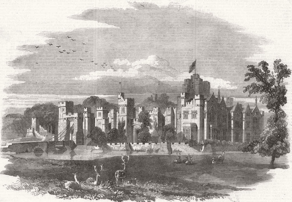 LINCS. Bayons Manor(Charles Tennyson D'Eyncourt) 1859 old antique print