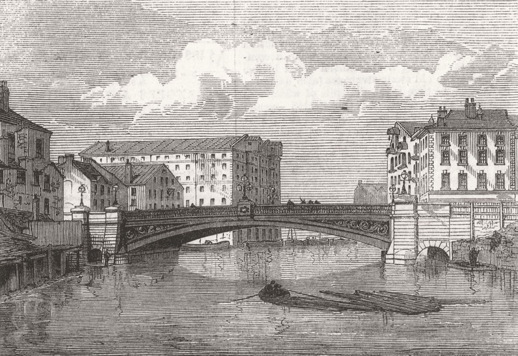 YORKS. The new bridge at Leeds 1873 old antique vintage print picture