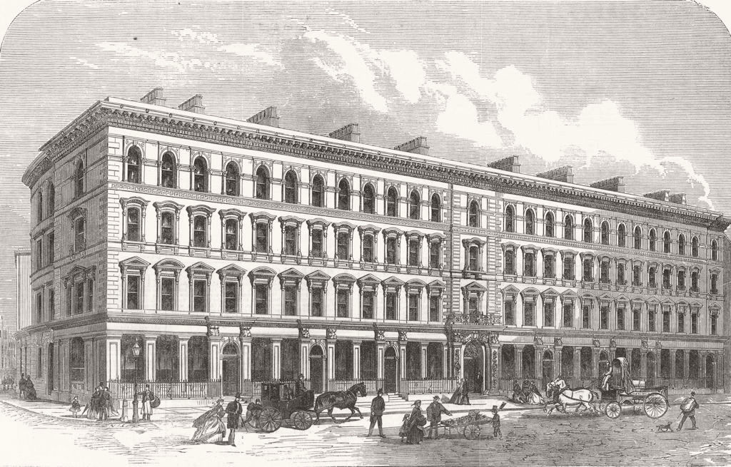 LONDON. Building built, India House, Leadenhall St 1866 old antique print