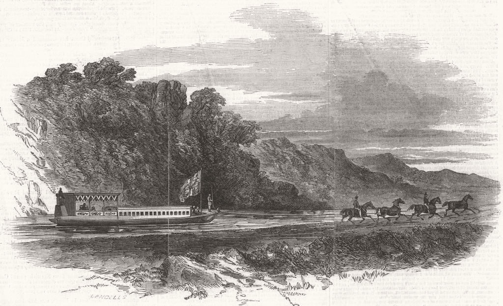 SCOTLAND. Passage of The Queen, Crinan Canal 1847 old antique print picture