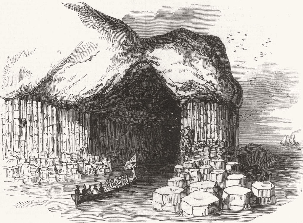 Associate Product SCOTLAND. The Queen inspecting Fingal's Cave 1847 old antique print picture