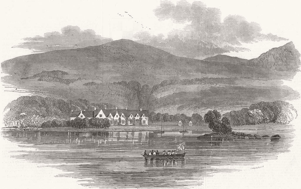 Associate Product SCOTLAND. Ardverikie Lodge, from the Loch 1847 old antique print picture